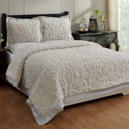 Eden Comforter King in Grey/Ivory