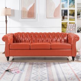 84.65" Rolled Arm Chesterfield 3 Seater Sofa