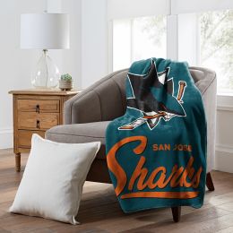 Sharks OFFICIAL NHL "Signature" Raschel Throw Blanket; 50" x 60"