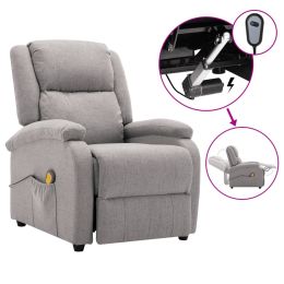 Massage Recliner Light Grey Fabric