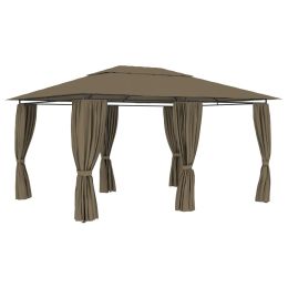 Garden Marquee with Curtains 13.1'x9.8' Taupe 0.6 oz/ftÂ²